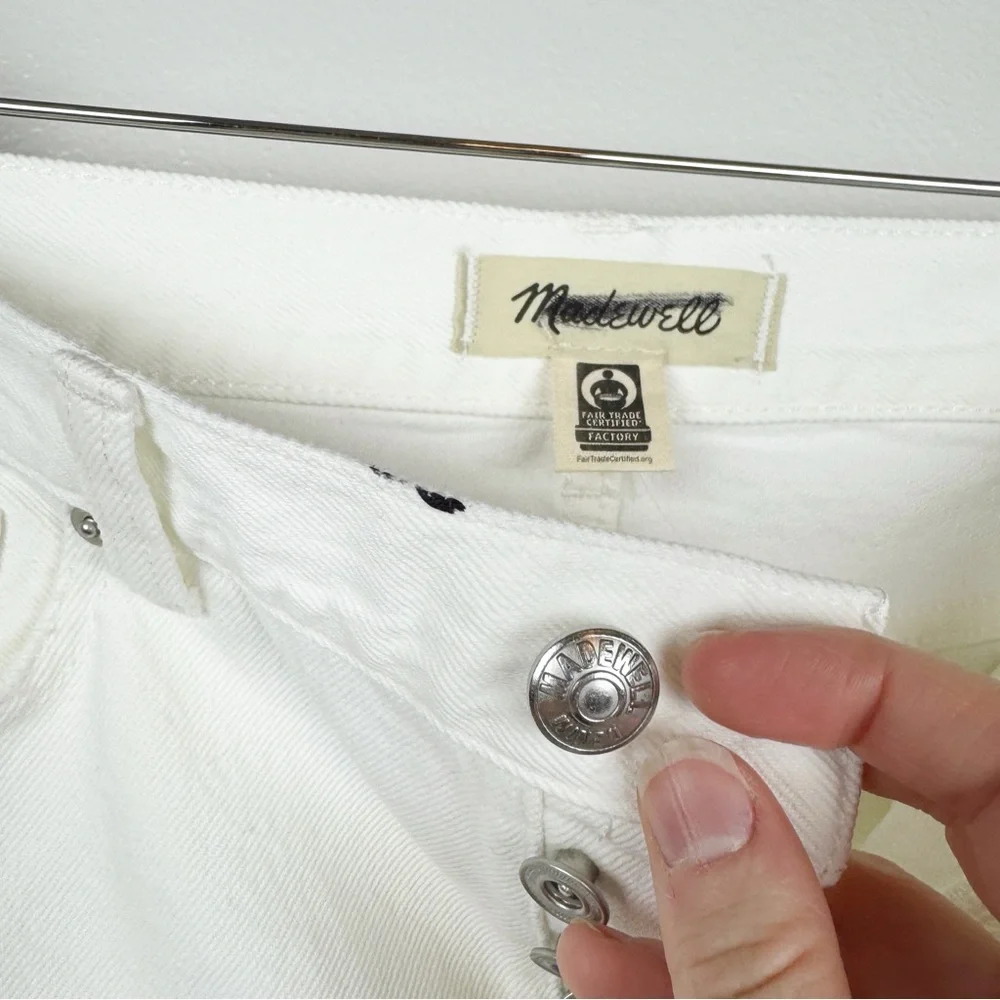 Madewell Brynn Long Shorts High Rise Raw Hem Button Fly White Size 27 NWT